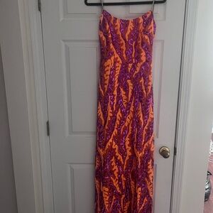 Fashion Nova Orange and Purple Prom Dress